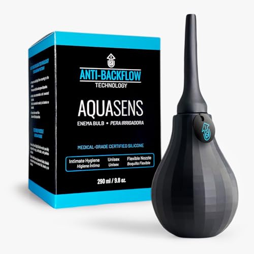 AQUASENS Boltex Medical Enema Bulb - Antiriflusso - 290 ml – Clistere a Bulbo, Peretta Clistere in Silicone Medico, Doccia Anale e Lavaggio Intimo, Valvole Doppie, Ugello Smontabile (Nero)