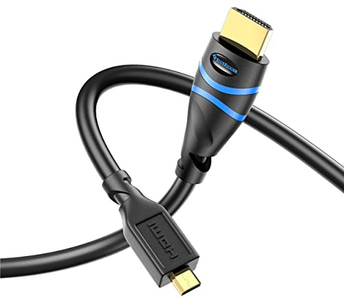 BlueRigger Micro HDMI to HDMI Cable (3M, 4K 60Hz, HDR, High Speed, Ethernet) - Compatible with GoPro Hero 7/6/5/4, Raspberry Pi 4, Sony A6000/A6300 Camera, Nikon B500, Lenovo Yoga 3 Pro, Yoga 712