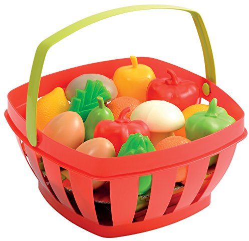 Ecoiffier 966 – Panier à provisions avec fruits et légumes, accessoires, rouge