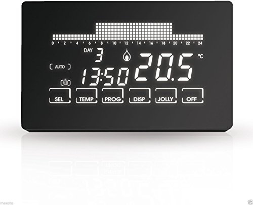 Fantini Cosmi CH191 Cronotermostato Touchscreen Retroilluminato a Batterie, Nero
