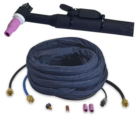 RIVERWELD WP 20 WP-20F Torcia per saldatura TIG raffreddata ad acqua da 200 amp Corpo testa flessibile completo 25 piedi 7,6 metri