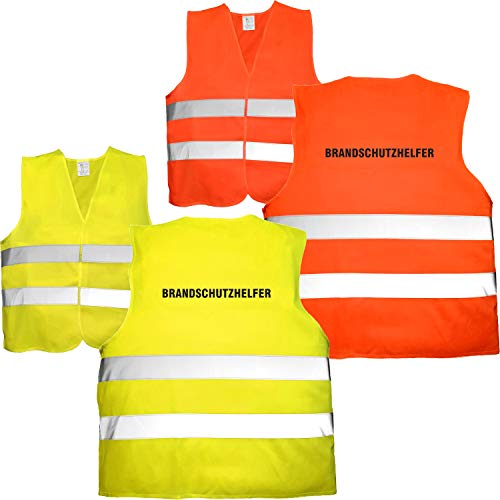 Nashville print factory Warnweste mit Text - Brandschutzhelfer - Bedruckt Rückendruck Sicherheitsweste EN ISO 20471 (Gelb)