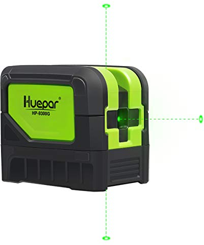Huepar 9300G Nivel Láser Verde, 3 Puntos de Plomada, Nivel Laser Autonivelante Para Soldadura y Posicionamiento de Referencia de Puntos, Rango de Trabajo, Soporte Magnético Incluidos