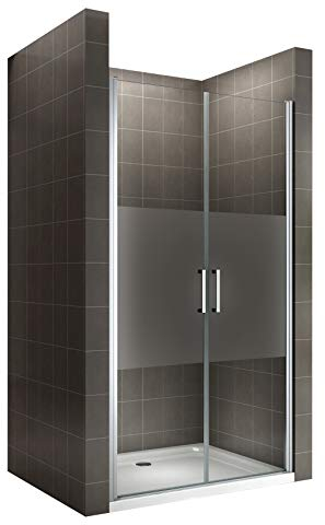 i-flair Duschtür LARA 92x195 cm Verstellbereich von 92-95 cm, Höhe: 195 cm, Duschabtrennung aus 6 mm teilsatiniertem ESG Sicherheitsglas mit Nanobeschichtung und Edelstahlgriffe - Alle Größen NM