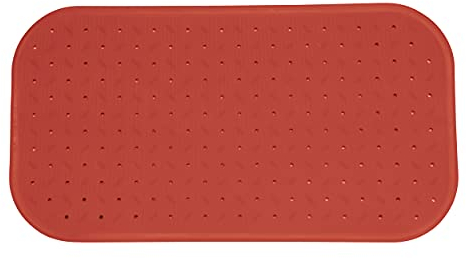 MSV Premium Duschmatte Badematte Badewannenmatte Badewanneneinlage antibakteriell rutschfest mit Saugnäpfen - Terracotta Rot - duftet nach Rosen - ca. 36 x 76 cm - waschbar bei 60° Grad