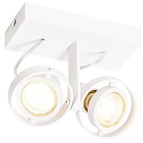 Qazqa - Modern Spotlight Ceiling White 2-Way Light - Master 50- - Modern - Suitable for LED GU10 | 2 Way Light - Aluminium Surface-Mounted spotway Light - Suitable for Living Room I Kitchen I Bedroo