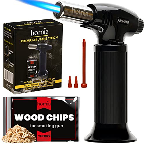Cocktail Smoker Kit Butane Torch - Premium Quality Wood - Wooden Bar Smoker for Cocktails - Old Fashioned Cocktails, Whiskey or Bourbon, Drinks - Gift for Men