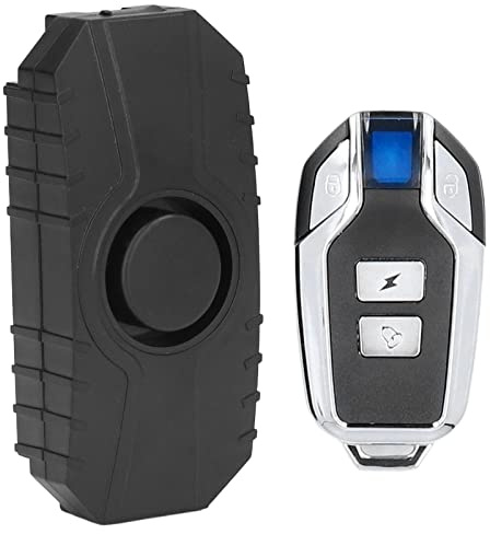 Bike Alarm Electric Car Household Wireless Remote Control Motorcycle Vibration for Anti-Theft Black Long Pool Alarm (Black with 1 Remote Control)