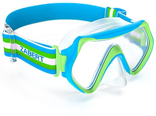 ZABERT M9 Kinder Taucherbrille,Kinder Schwimmbrille für 2 3 4 5 6 Jahre Jungen, Kind Schnorchelmaske Tauchmaske Kid Tauchermaske Schwimmmaske V2 Blau Grün