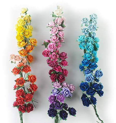 KADADSA 35 Farben mit 100 Stück winzigen künstlichen Rosen, verschiedene Farbtöne, 35 Farben, Maulbeerpapierblumen, 15–18 mm, Blumen, Hochzeit, Scrapbooking