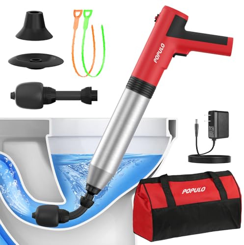 POPULO Elektrischer Abflussreiniger Pömpel WC-Saugglocke, Pömpel Abfluss Schneller Hochdruck Abflussreiniger, Strapazierfähig Vielseitiger Toilette Pömpel für Dusche, Toilette