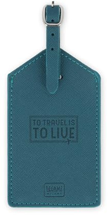 Legami - Etichetta Bagaglio, Luggage Tag per Valigia, Accessorio per Viaggio Aereo Crociera Treno, Tag del Bagaglio per Proteggi Dati in Pelle PU e Microfibra, Petrol Blue