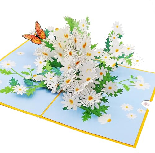 Favour Pop Up® - eine wunderschöne 3D Karte mit Gänseblümchen für Natur- und Gatenliebhaber, auch für Geldgeschenk oder Gutschein. XP913