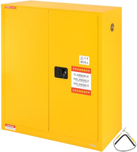 VEVOR Sicherheitsschrank für brennbare Flüssigkeiten, 34 Gallonen, Lagerschrank für brennbare Flüssigkeiten aus Kaltgewalztem Stahl, 1095 x 460 x 1273 mm, Schrank mit einem verstellbaren Regal