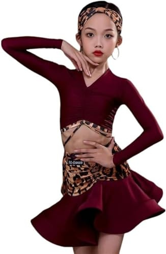 YXYjLb Vestito Da Ballo Latino For Ragazze Vestito A Maniche Lunghe For Bambini Abiti Da Competizione For Sala Da Ballo Latino ChaCha Rumba Samba Costumi Da Pratica(170)
