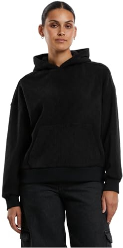 Urban Classics Pull à Capuche pour Femme en Velours Jacquard surdimensionné - Sweat à Capuche décontracté en Velours Jacquard - Coupe surdimensionnée, Noir, 5XL
