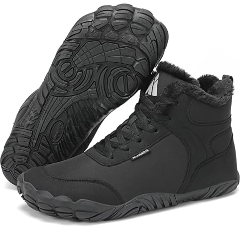 Mishansha Barefoot Botas Invierno Hombre Mujer Zapatos de Invierno Cálidas Cómodas Botas de Nieve Antideslizantes Flexibles Botines Descalzos con Forrados Caliente, Negro Tinta 42EU