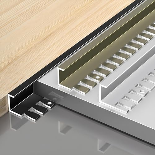 Raouoae Protector De Borde De Baldosas De Aluminio 2x135cm, Perfil para Escaleras Y Esquinas, Tira De Transición Flexible Anodizada, Borde Protector De Metal para Suelos Y Baldosas(Silber,H:8.5MM)