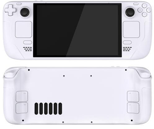 eXtremeRate Ersatz Front/Rückplatte&Tasten Set für Steam Deck OLED, DIY-Full Case Gehäuse/Trigger D-Pad ABXY Trackpad Back Buttons Zubehör für Steam Deck OLED Console(Weiß)–KEIN Konsole