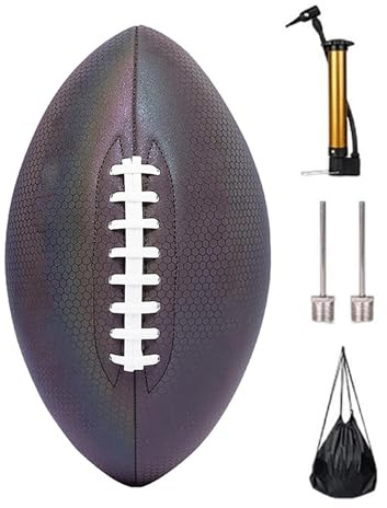 Glöd rugby utomhussportboll hållbar träningsboll officiell storlek rugbyboll, lysande fluorescerande träningsboll - inomhus och utomhus PU läder rugbyboll