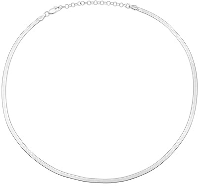 Aka Gioielli® - Collana Girocollo Donna in Argento 925 - Catena a Serpente Piatta Snake Chain - lunghezza regolabile
