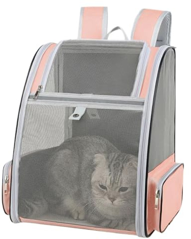 Pavsicgn Mochila Cat Carrier, Mochila para Gatos | Bolsa de Viaje de Mochila de Senderismo de Mascotas - Suministros de Mascotas Transpirables con cojín de Felpa extraíble para Picnic, Senderismo,