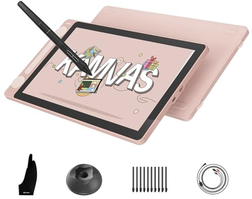 HUION Kamvas 13 (Gen 3) Tavoletta da disegno con schermo, tavoletta grafica completamente laminata con vetro in tela anti-scintillio, PenTech 4.0, 16384 Pen Pressure, doppio quadrante e tasti