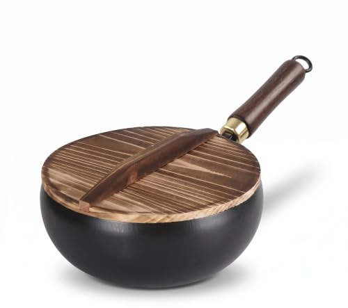 Poêle à frire en fer non revêtu, poêle forgée à la main, casserole en fer, récipient de cuisson polyvalent pour cuisiner et rôtir à haute température (24 cm)