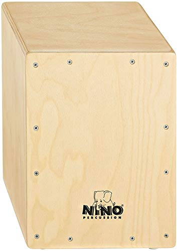 Nino Percussion Cajon Kinder Instrument - Trommelkiste für Kinder ab 4 Jahren - Musikinstrument - Schlagfläche Baltische Birke, Natur (NINO950)