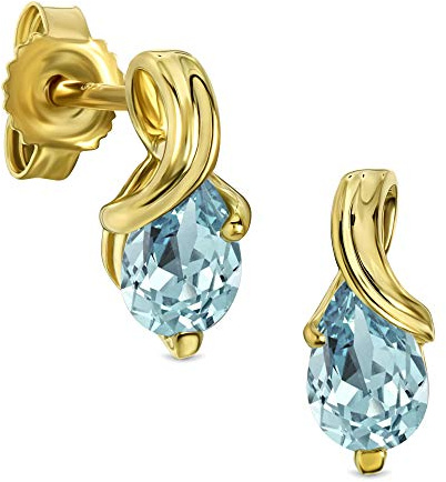 Miore Pendientes de Oro Amarillo de 9K (375) con Aguamarina para Mujer