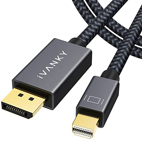 IVANKY 8K Mini Display Port auf Displayport Kabel, Mini DP auf DP Kabel, 8K@60Hz, 4K@144Hz, 32.4Gbps HD, Thunderbolt to DP Kabel, Aluminiumgehäuse, vergoldetes Geflecht für MacBook - 2M