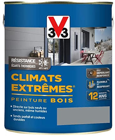 Peinture V33 bois climats extrêmes 0,50L gris galet ral 7045