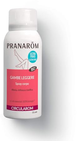 Pranarôm Circularom Spray Corporal Bio, Aceites esenciales de Menta de campo, Enebro, Palmarosa, Siempreviva amarilla, Piernas Ligeras, Ligereza y frescor, Sensación de piernas pesadas, 100 ml