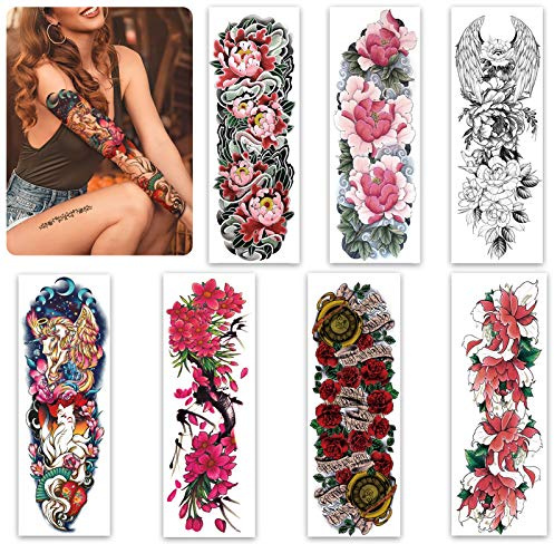 Aresvns Beautiful Spring Temporary Tattoo for Women and Girls (L19“xW7”),Full Arm Fake Tattoos Flowers for BBQ Pool Beach Party,Waterproof Temporary Tattoo Sleeves Christmas Gift