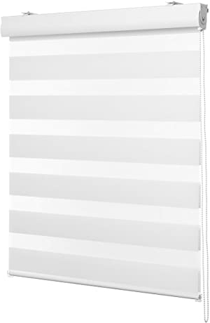 Ventanara® Doppelrollo Weiss mit Kassette Weiss Matt Duorollo Rollo Rolljalousie viele Größen (100 x 160 cm, Weiss/Kassette Weiss Matt)