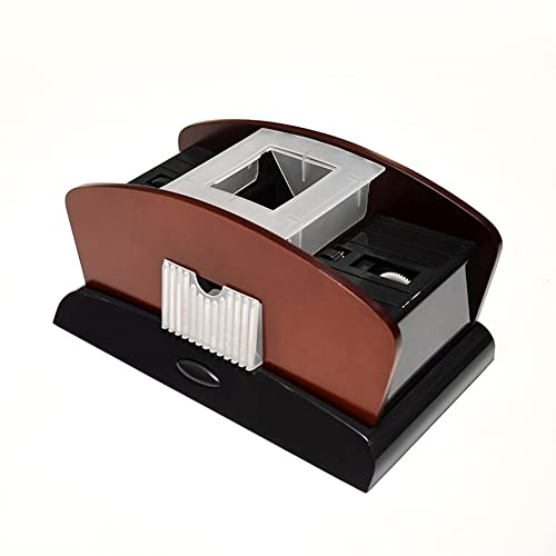 Automatischer Kartenmischer 2 Deck Poker Card Shuffler-Maschine Holz Kartenmischmaschine Batteriebetrieben Kartenmischgerät Elektrisch Mischgerät zum Mischen von Karten für Spielkarten, Kunststoff