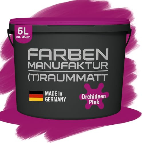 Farben Manufaktur (T) raummatt Wandfarbe Innenwandfarbe Innenfarbe Dispersionsfarbe Trendfarbe 2022 1/2/5/10L, Farbe: orchideen pink, Größe: 1L
