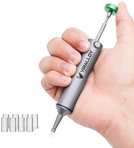 VIRALLOY Solder Sucker No Clog Desoldering Pump Soldering Sucker Perfect Desoldering Tool for Solder Remover with Strong Suction, Heat Resistant Pinecil Nozzle for Smooth Solder Inrush