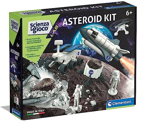 Clementoni - Ciencia Lab-Asteroid Científico 7 Años, Kit de Excavación, Shuttle NASA, Laboratorio Experimentos, Juego Tema Espacio, Cavar Y Montar-Made in Italy, Color Italiano, 19359