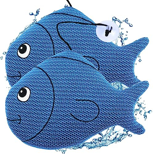 2 Stück Absorber Filter,Wiederverwendbarer Ölabsorbierender Schwamm,Hot Tub Scum Absorber für Spa,Whirlpool-Reinigungsset, Schaumstoff ölabsorbierender Schwamm für Schwimmbad Spa(Großkopf-Fisch)