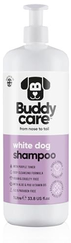 Vitt hundschampo från Buddycare – ljusare och ljusande schampo för hundar – djuprengöring, fräsch doftande – med aloe vera och Pro-Vitamin B5 (1L)