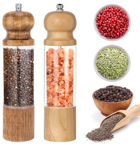 Sindax Salz und Pfeffer Mühle Holz 2er Set Multifunktion Küchenhelfer Chilimühle Gewürzmühle mit Keramikmahlwerk