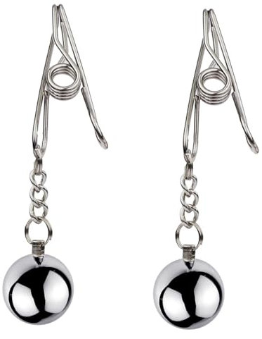 GeRRiT 1 Paar Edelstahl Nippelklemmen mit Gewicht Kugeln,Nippel Clamps Stimulation Set Brustwarzen Klemmen Klitoris Schamlippen Brust Clip SM Erotik Bondage Sexspielzeug Für Frauen（B）