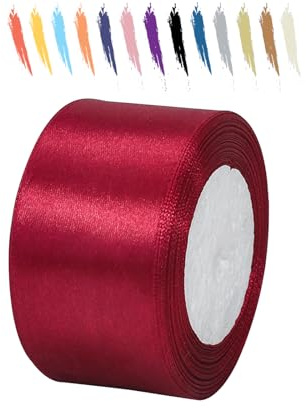 MORAINJAY Ljus vinröd band 50 mm breda satinband rulle tyg tjockt för presentförpackning: 23 m, perfekt för bröllop, blombuketter, tårta, halloween jul högtid gåvor festdekorationer