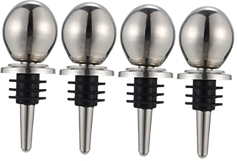 GRADENEVE Elegantes Weinflaschenverschluss-set 4 Edelstahl-verschlussstopfen Vakuumversiegelung Kompatibel mit Weinsparern für Zuhause Bar Event