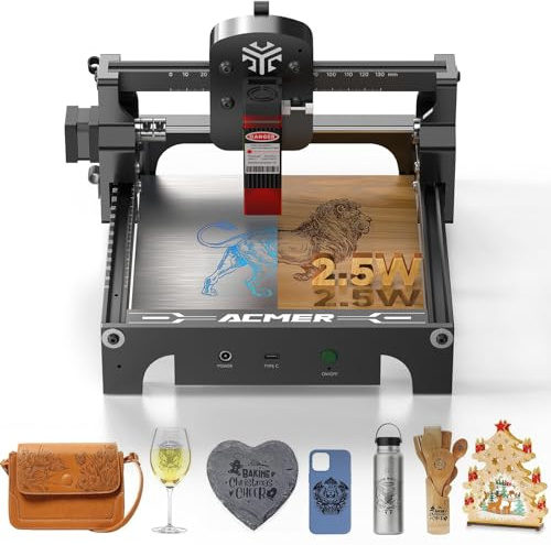 ACMER S1 Laser Engraver Mini Machine, 0.01mm Accuracy, Easy to Carry Engraving Tool for Leather, Wood, Laser Class (2500mW)