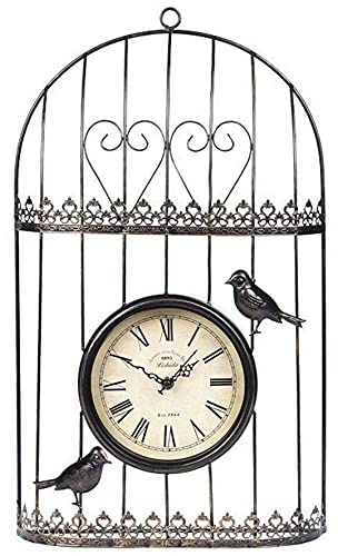 Orologio da parete per esterni, design a gabbia per uccelli, impermeabile orologio da giardino per la decorazione domestica, arredamento creativo per esterni