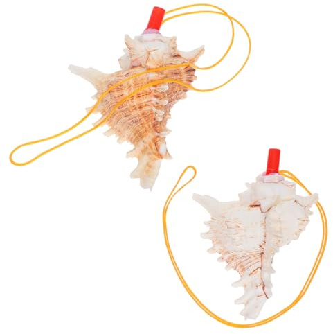 BESTonZON 2 Piezas Silbato de Natural Trompeta Decorativa para Hogar Sonido Auténtico para Fiestas y Celebraciones Amuleto de Suerte con Diseño Marino Elegante