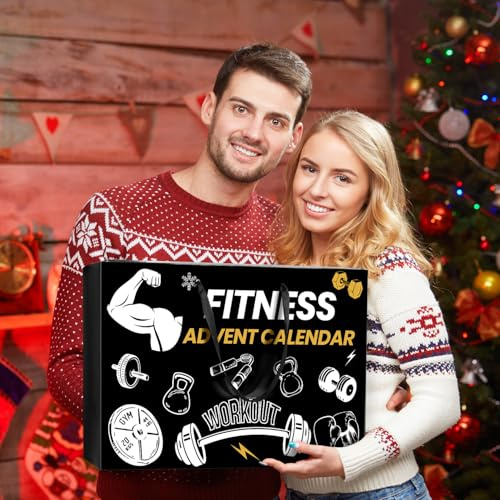 iZoeL Adviento Calendario Fitness Gear 2025 Hombres Mujeres Adolescentes Calendario Fitness Como Bandas Resistencia Elásticas Ayudas Tracción Guantes Cuerda Saltar (Schwarz)