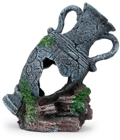 HAPPET Ornement Terrarium Pichet 21,2 × 11 × 22,8 cm – Amphore antique, aspect naturel, refuge pour animaux